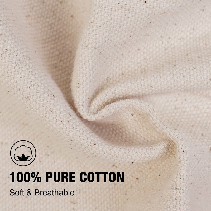 CONDA Adjustable Bib Apron with 3 pockets,100% Cotton Canvas,Creamy White