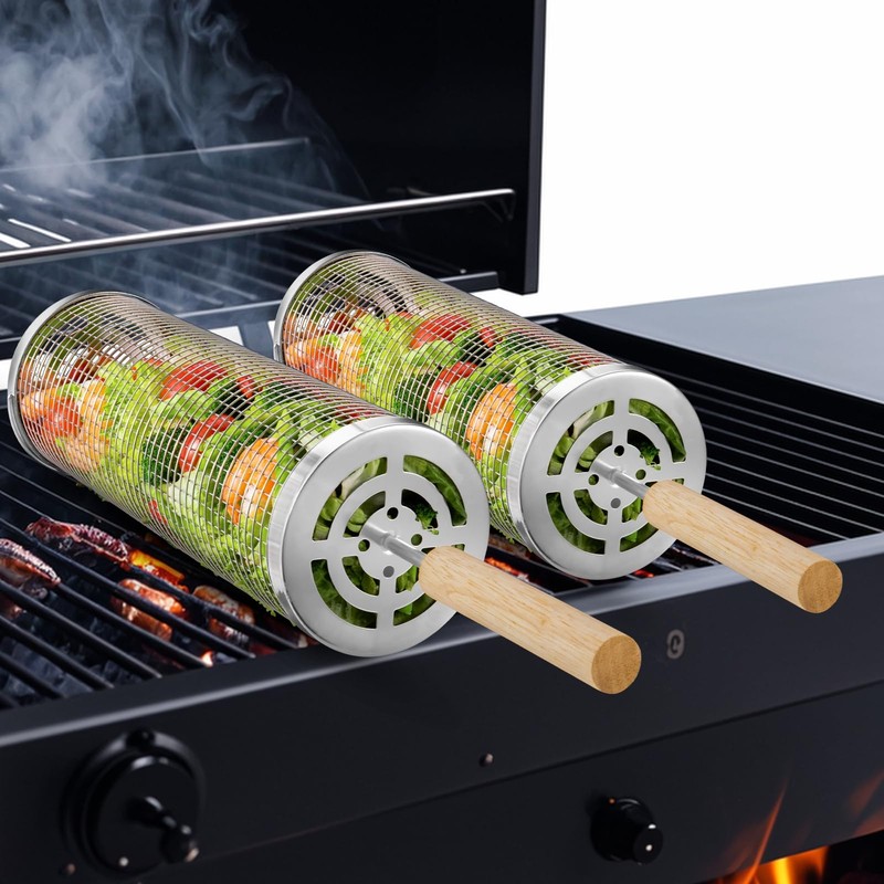 BCHWAY Nesting Grill Baskets (2 PCS), 304 Stainless Steel with