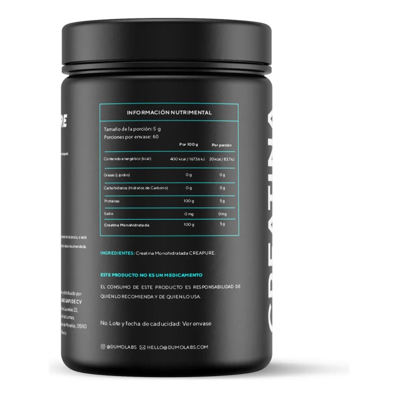 Creatina Monohidratada Creapure 300g En Polvo Dumo Labs