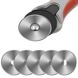 Kioiner 10 Pcs Rotary Cutter Blades, 28mm/45mm Stainless Steel Fabric Cutter Replacement Blades with Plastic Storage Box for Sewing Quilting Fabric Paper Leather Arts Crafts (45mm)