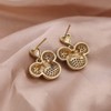 Kokoma Cute Dangle Mouse Stud Earrings 14K Gold Plated Rhinestone