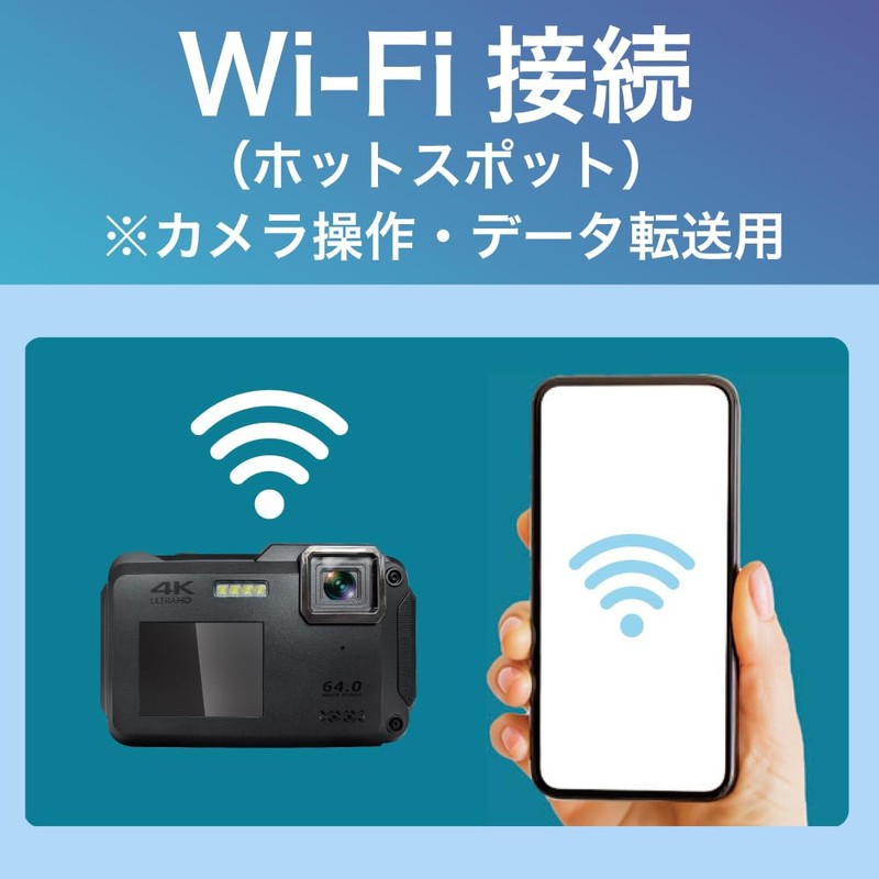 BLUEWIDE IP68 Waterproof Compact Digital Camera, Dustproof, Shockproof, 64 Megapixels,