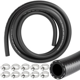 Taxutor 3/8 Rubber Fuel Hose, Fuel Line 10 Feet, NBR Rubber Gas Line Hose with 10 PCS Fuel Line Clamps, Fuel Line Kit