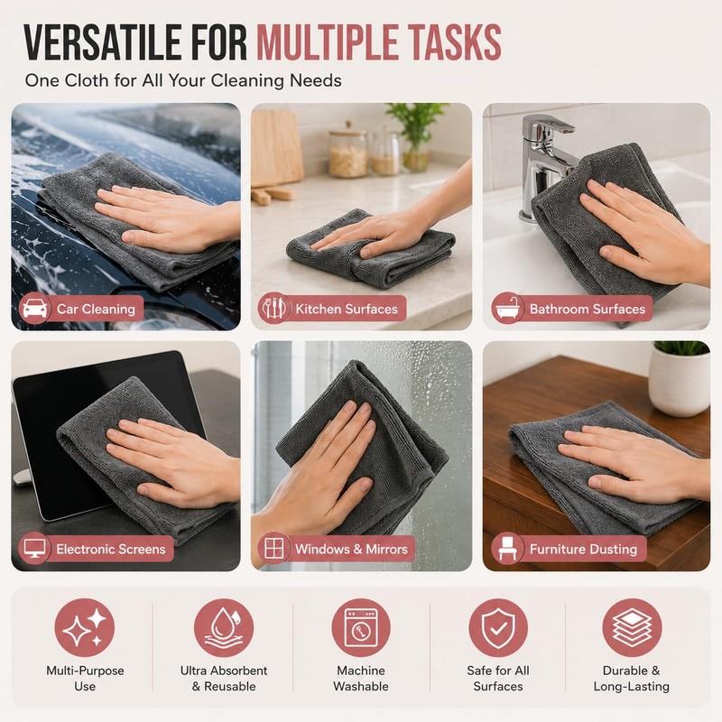 12 Pack Microfiber Cloth Ultra Absorbent Lint Free Streak Free
