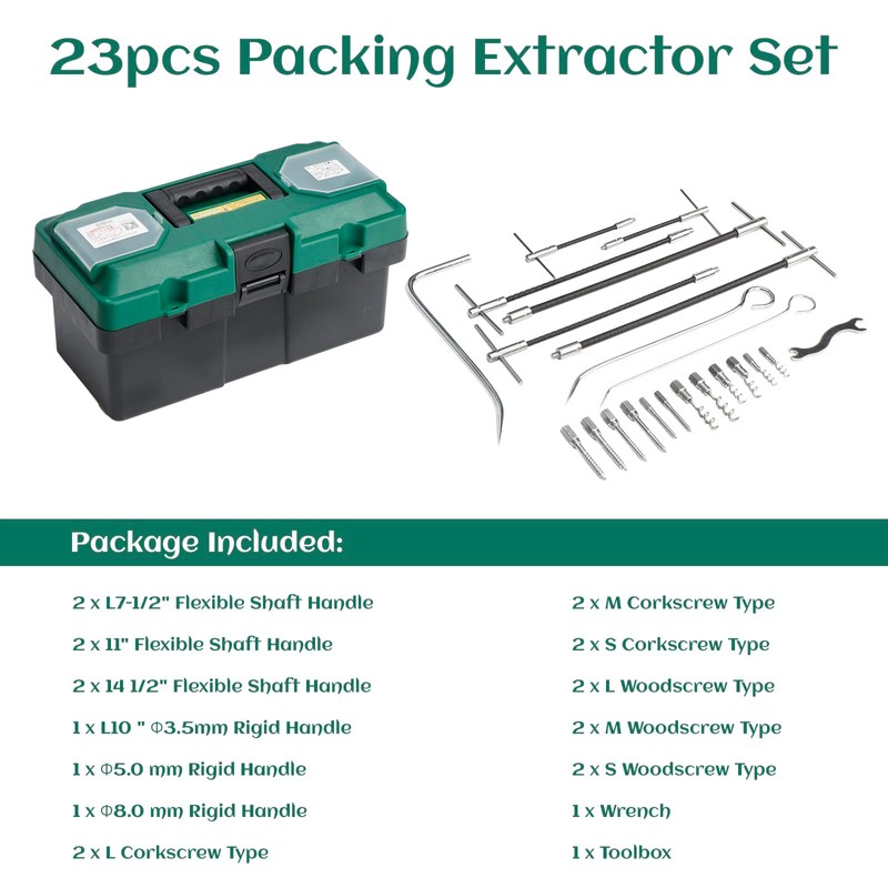 AIWFL 23pcs Packing Extractor Set Stainless Steel Packing Puller Kits