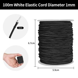 Elastic Thread Bead Cord Elastic Band Jewellery Making Cord Rubber Cord Rainbow Colour Stretch Cord Craft Cord Beads Cord for DIY Jewellery (Black)