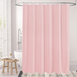 AmazerBath Waffle Shower Curtain, Blush Pink Shower Curtain Fabric Shower Curtain with Waffle Weave Heavy Duty Hotel Quality Bathroom Shower Curtains, 72 x 72 Inches