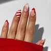 Christmas Press on Nails Medium Almond Fake Nails with Bow