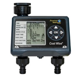 Double Outlet Water Timer, 8 Watering Cycles, Digital Display, 2 Independent Zones - optimize water usage and provide precise and automated watering