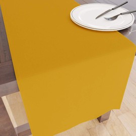 Encasa Table Runner 13x72 in Long | Cotton Canvas Fabric | Mango Solid Color | Machine Washable & Durable