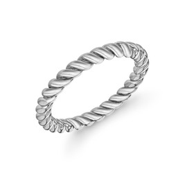 Tuscany Silver Black Rhodium Plated Twisted Band Ring - Size P