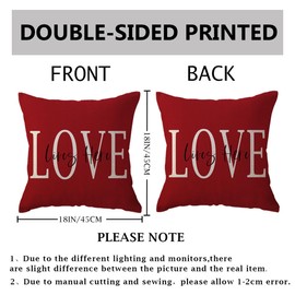 ULOVE LOVE YOURSELF Bless Our Home Throw Pillow Covers 18x18 Double-Sided Printed Farmhouse Geometric Dahlia Floral Pillowcases Modern Decorative Cushion Covers 4Pack for Porch Couch Sofa Decor (Red)