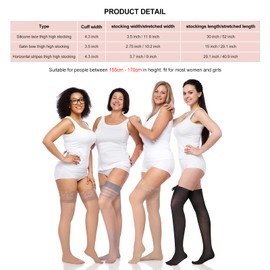 SATINIOR Silk Thigh High Stocking for Women Lace Silicone Socks Satin Bow Top Stocking (Brown, Dark Skin, Gray, Black)