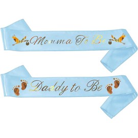 Daddy To Be & Mommy To Be Sash For Baby Shower- Blue w/Gold Lettering Baby Gender Reveal Ideas Boy Ideas Dad Diaper Party Favor New Father Gift Prince Decorations Dadchelor Baby Gifts Little Man
