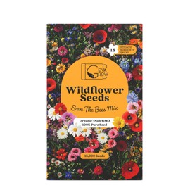 GevaGrow Save The Bees Wildflowers Mix - with Annual and Perennial Flower, Organic, Non-GMO, Premium Seeds for Planting - 12 Flower Varieties, 1 Ounce Packet