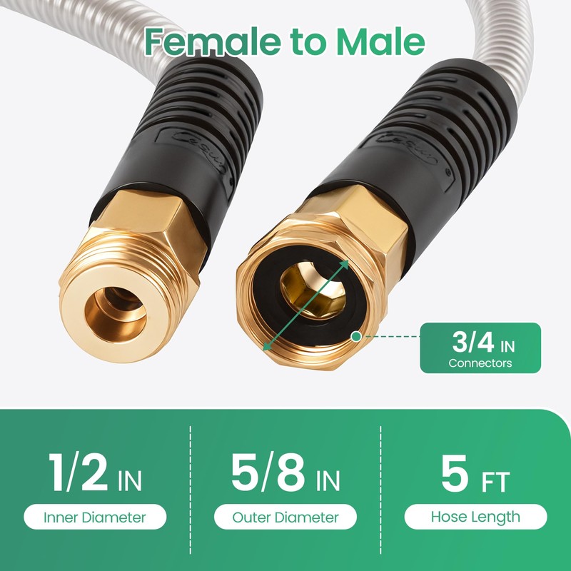 Cesun Metal Garden, Short Connector, Water Lead-in Hose Extension, Extremely