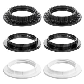 JJUNW 6 Pack Light Socket Shade Ring Medium-Base Sockets Retaining Rings for Light Fixtures Hanging Lamp Holder Parts(2Pcs Black 1-3/8 Inch; 2Pcs Black 1-1/2 Inch; 2Pcs White 1-1/2 Inch)