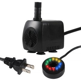 AITIAO 15W 220 GPH Submersible Fountain Water Pump Ultra Quiet Adjustable Pump (800L/H) with 12 Colorful Automatic Color Changing LED Lights for Water Feature Aquarium fish tanks Outdoor Fountain