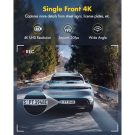 GKU GKU Dash Cam Front and Rear Camera C 4K+1080P Dual Dash Camera for Cars with 64GB SD Card, 5GHz WiFi & App Control, Night Vision, Parking Mode, G-Sensor, Loop Recording, WDR, 170 Wide Angle