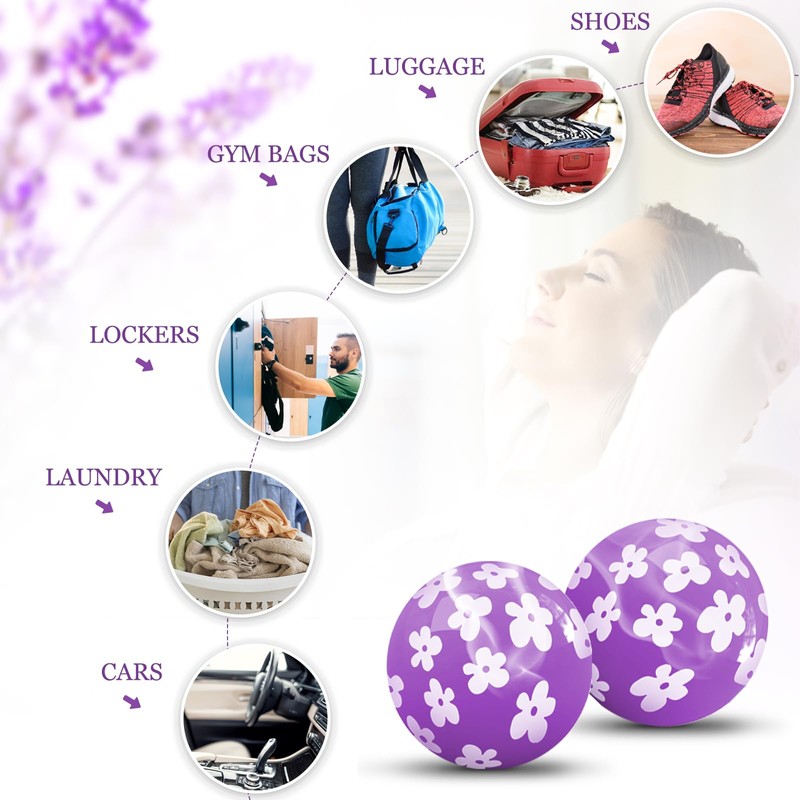 SCENTORINI SCENTORINI Shoe Deodorizer Balls, Lavender Scented Deodorizing Balls for