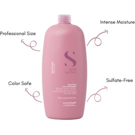 Alfaparf Milano Semi Di Lino Humedad Nutritivo sin sulfato Champú para cabello seco – Sin parabenos ni parafina – Seguro en el cabello tratado con color – Calidad profesional de salón, 33.8 onzas líquidas