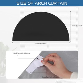 Maritown Arch Window Shade Blackout Half Circle Window Shades Stick on Self Adhesive Room Darkening Arched Half Moon Blinds Semi Circle Round Window Cover for Front Door