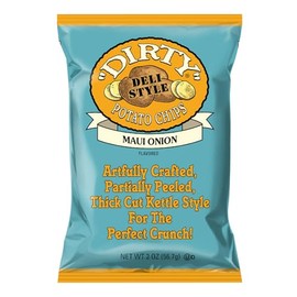 Dirty Kettle Potato Chips, Maui Onion, 2 oz. Bags (25 Count), Gluten Free, Skins On, Crunchy Chips, Great for Lunches or Snacking on the Go