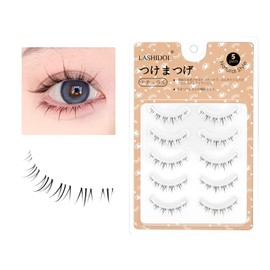 LASHIDOL False Eyelashes, Natural, Lower Eyelashes, Around the Eyelashes, Thin, Transparent Shaft, Handmade, Natural (Bottom lash no.04)