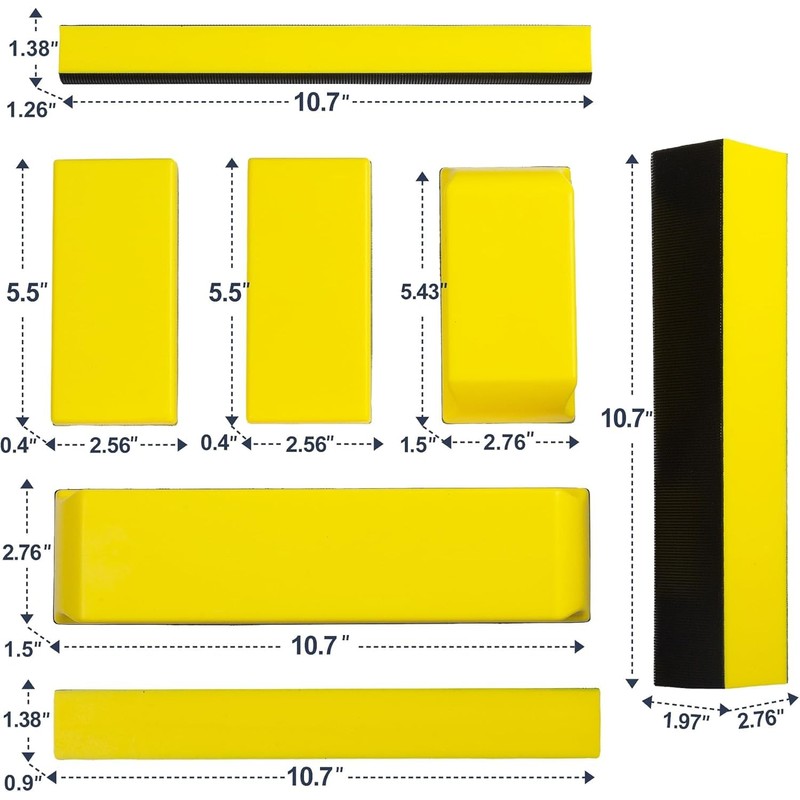 7-Piece Sanding Block Set Yellow for Fine Processing - Hand
