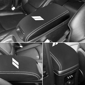 YOSRTER for Dodge Journey Accessories 2011-2020 Center Console Armrest Cover Interior Box Anti-Scratch Leather Central Armrest Decoration (White Trim)