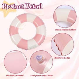 Adult Swimming Ring, Air Mattress, Inflatable Swimming Pool Float, Swimming Ring Tube for Summer Pool Party (Pink)