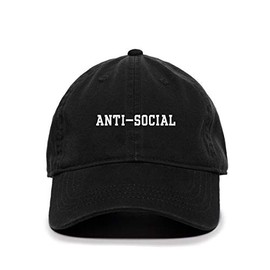 Tech Design Anti Social Baseball Cap Embroidered Cotton Adjustable Dad Hat Black
