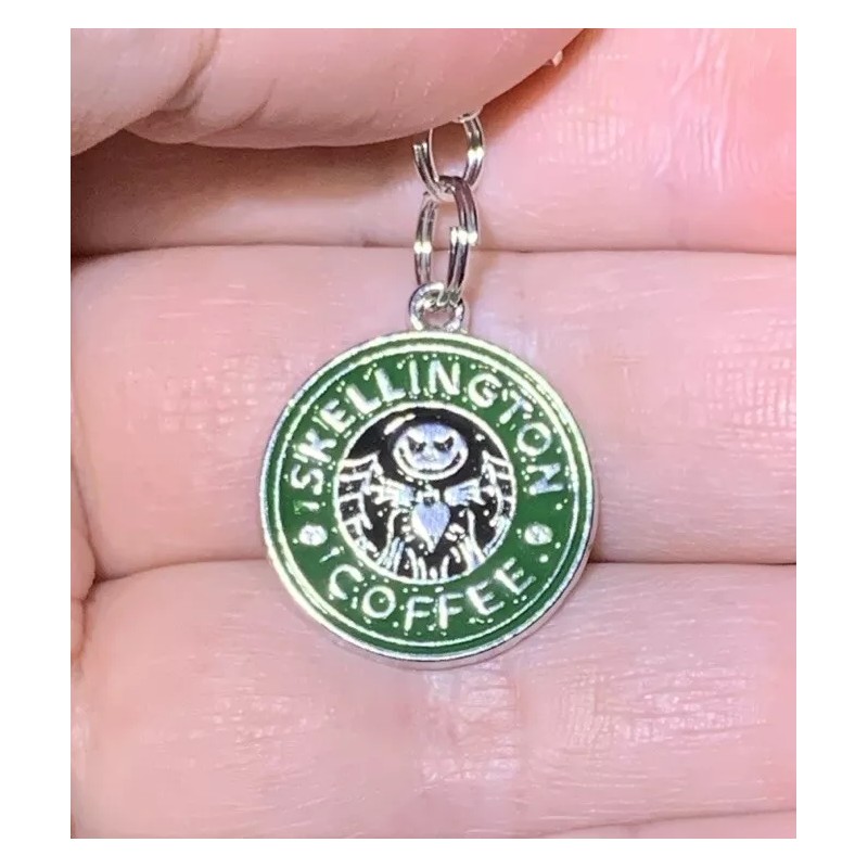 Silver Jack Skellington Coffee Nightmare Charm Zipper Pull & Keychain