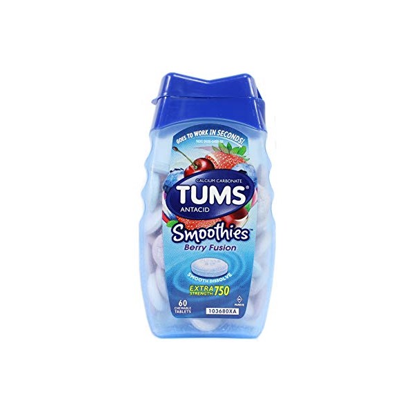 Special Pack of 5 TUMS SMOOTHIES BERRY FUSION 60 Tablets