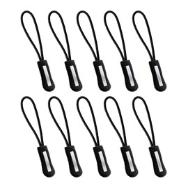Zipper Pulls, Reflective Zipper Pull Cords, Zipper Tabs, Zipper Pulls, Zippers, Replacement Pull Cords, Zipper Pull Tabs, Fasteners, Pulls, Easy to Install, Easy to Grab, Reflective, Anti-Slip, Mesanda (Black, Set of 10)