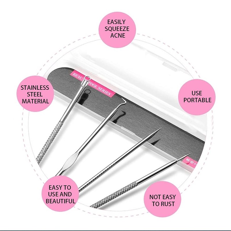 Blackhead Removal Kit, Blackhead Remover, 4 Piece Set with Storage