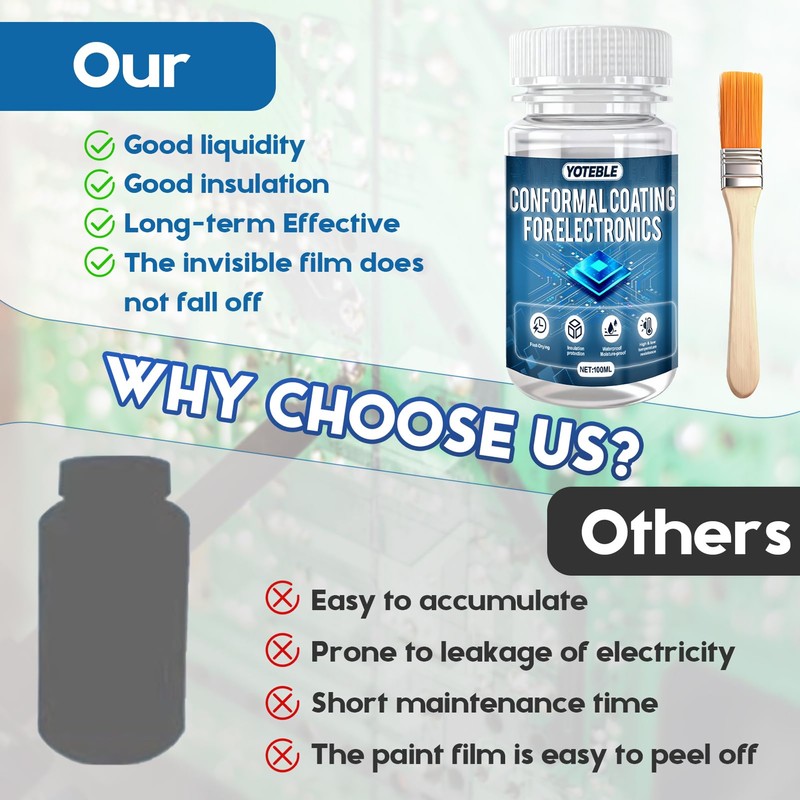 Conformal Coating for Electronics, Clear Insulating Varnish with Brush, Waterproof,