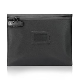 KOSMCCO Notary Bag with Lock, 13.6 x 10 Inches Heavy Duty Notary Supply Bag for All Notary Journal, Stamp, Embosser, Ink Pad and Valuables Storage Bag (Black, L)