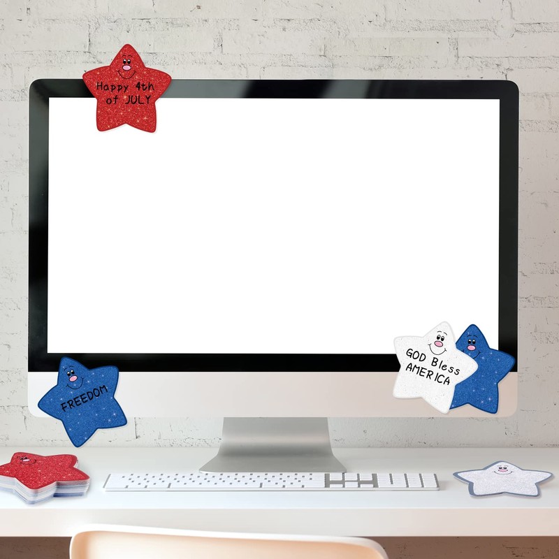 Quera 8 Pads Patriotic Star Shape Sticky Notes Glitter 4th