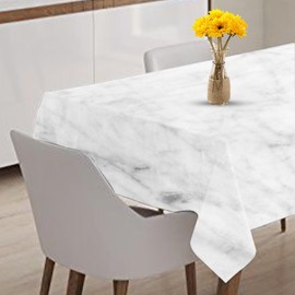 KKTECH PVC Waterproof Table Cloth - Wipe Clean Tablecloth for Indoor & Outdoor, Rectangular Table Cover - Ideal for Christmas Tablecloth for Picnic Parties (Marble, 137x180cm)