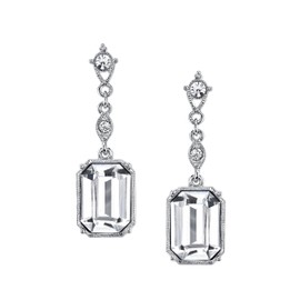 2028 Jewelry Genuine Austrian Octagon Drop Earrings