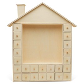 Advent Calendar 2024, Wooden Advent Calendars, Scene House 18 3/4" x 16 3/4", Pack of 1 Christmas Advent Calendar 2024 With 24 Empty Drawers for Crafts, by Woodpeckers