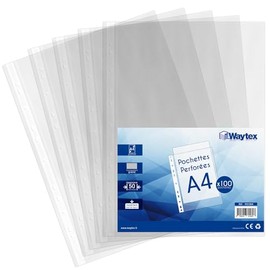 Waytex Pack of 100 A4 50 Micron Pockets (931304)