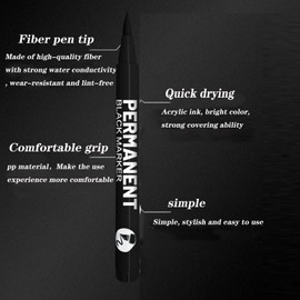 LMMINBZ 9Pcs Black Acrylic Paint Pens Permanent Marker Painting Coloring Pens Art Marker for Clothes Tire Wood Rocks Metal Canvas Plastic Ceramic Glass Scrapbook