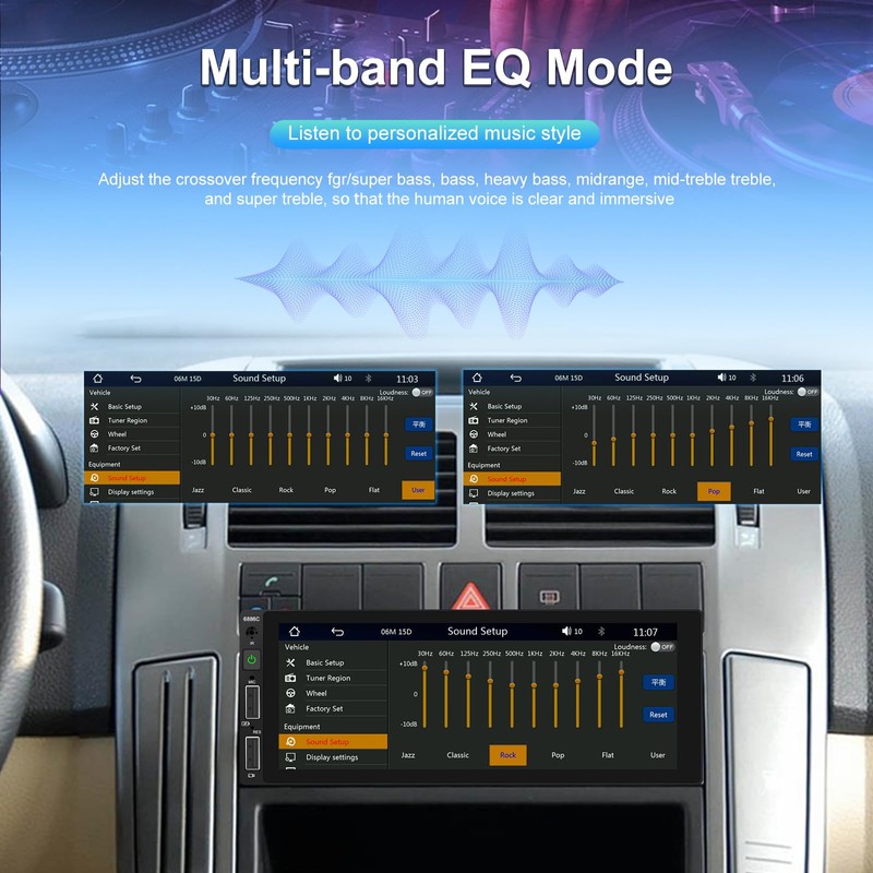UNITOPSCI Single Din Touchscreen Car Stereo with Wireless Apple CarPlay