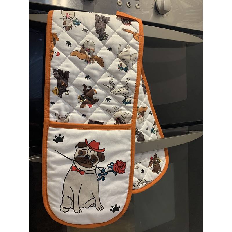 Sterling Sports®DOUBLE OVEN GLOVES MITT 100% COTTON FLORAL NOVELTY KITCHEN