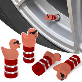 Sosolong Sunglasses Duck Tire Caps 4 Pack,Cute and Funny Red Car Tire Valve Stem Caps,Universal Valve Stem Covers for Cars Trucks Motorcycles SUVs and Bikes.