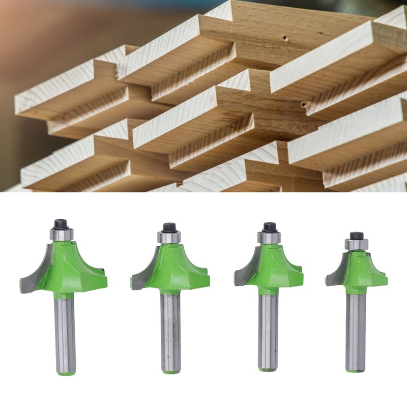 4 Pcs Roundover Router Bit 8mm Shank 5/8in 3/4in 7/8in