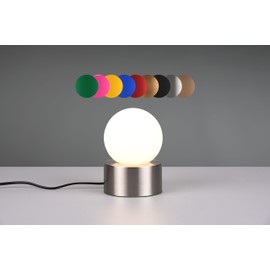lightling Cordula Table Lamp with Base Matt Nickel Metal Glass Shade White On/Off Touch Function Excludes 1 x E14 Max. 25 W Diameter 12 cm Height 17 cm
