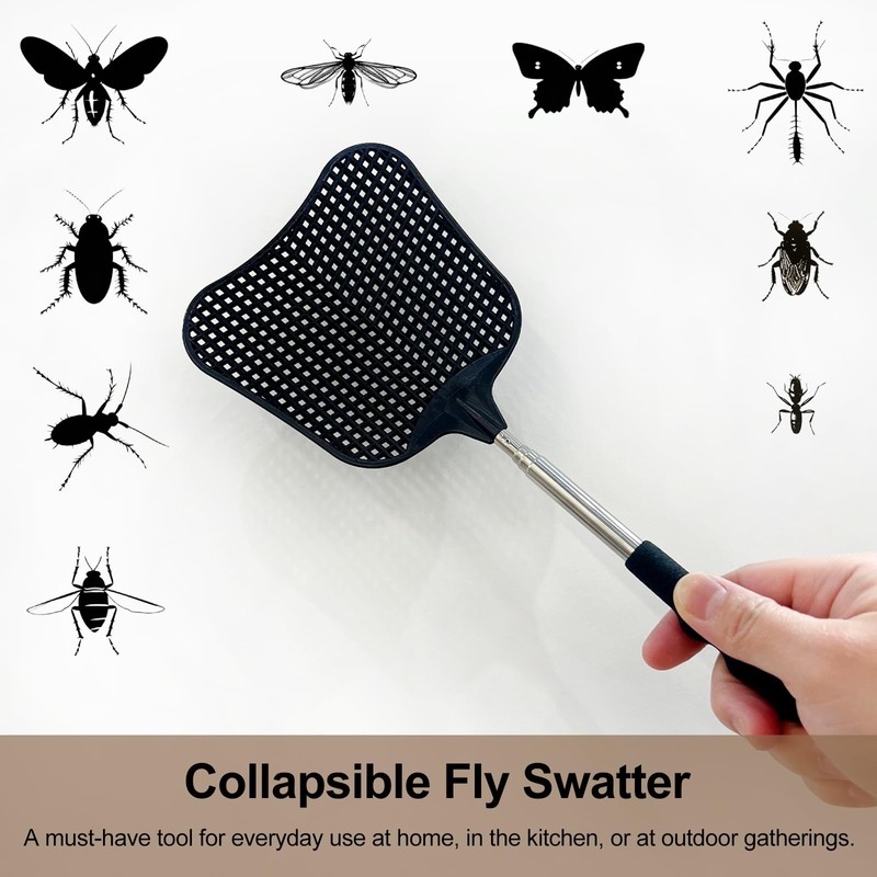 2-Pack Heavy Duty Telescopic Swatters – Durable Plastic Paddle with